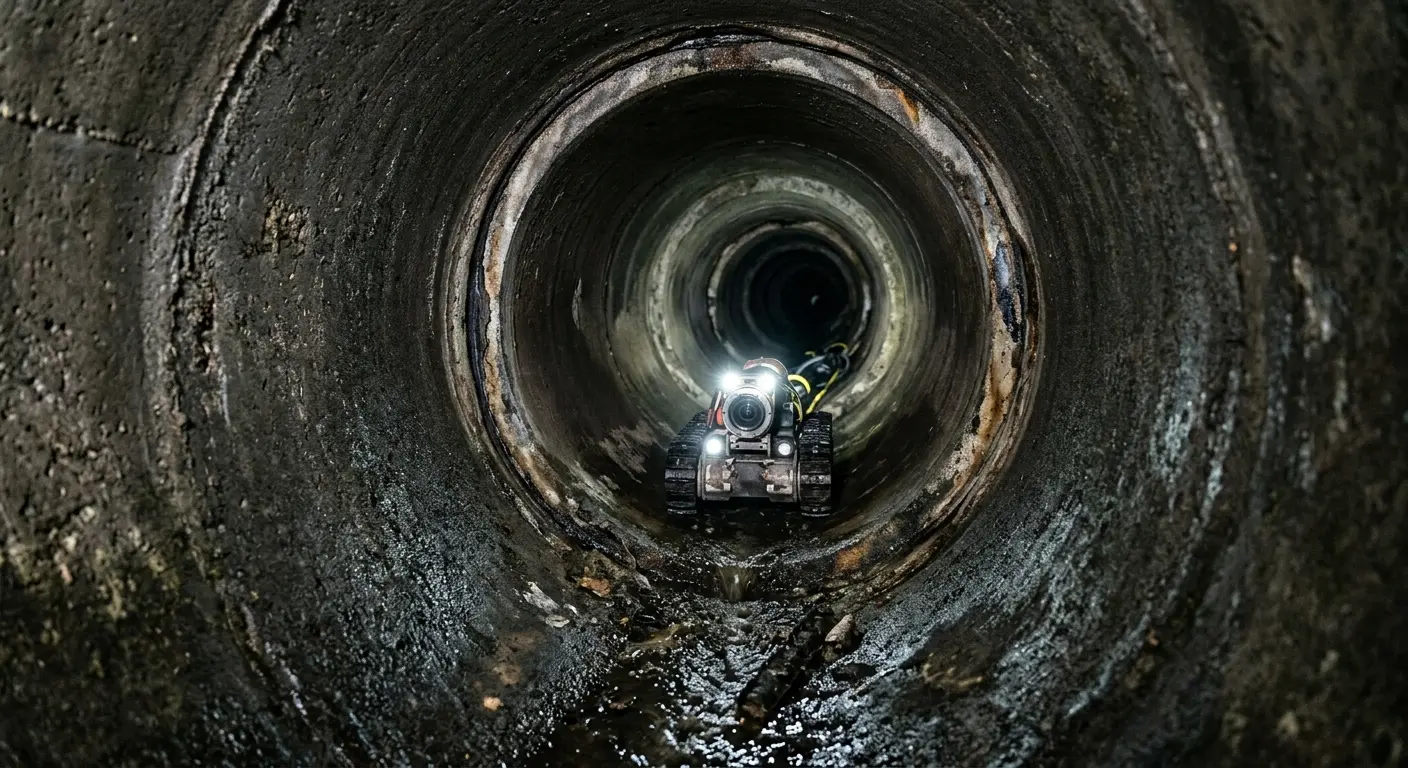 Robotic sewer camera inspecting pipe interior for Drain Snake Service in Mount Carmel
